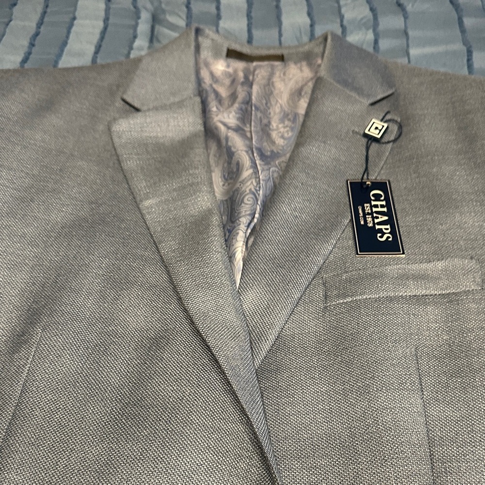 NWT Chaps Men's Light Gray Blue tone Herringbone Sport Coat